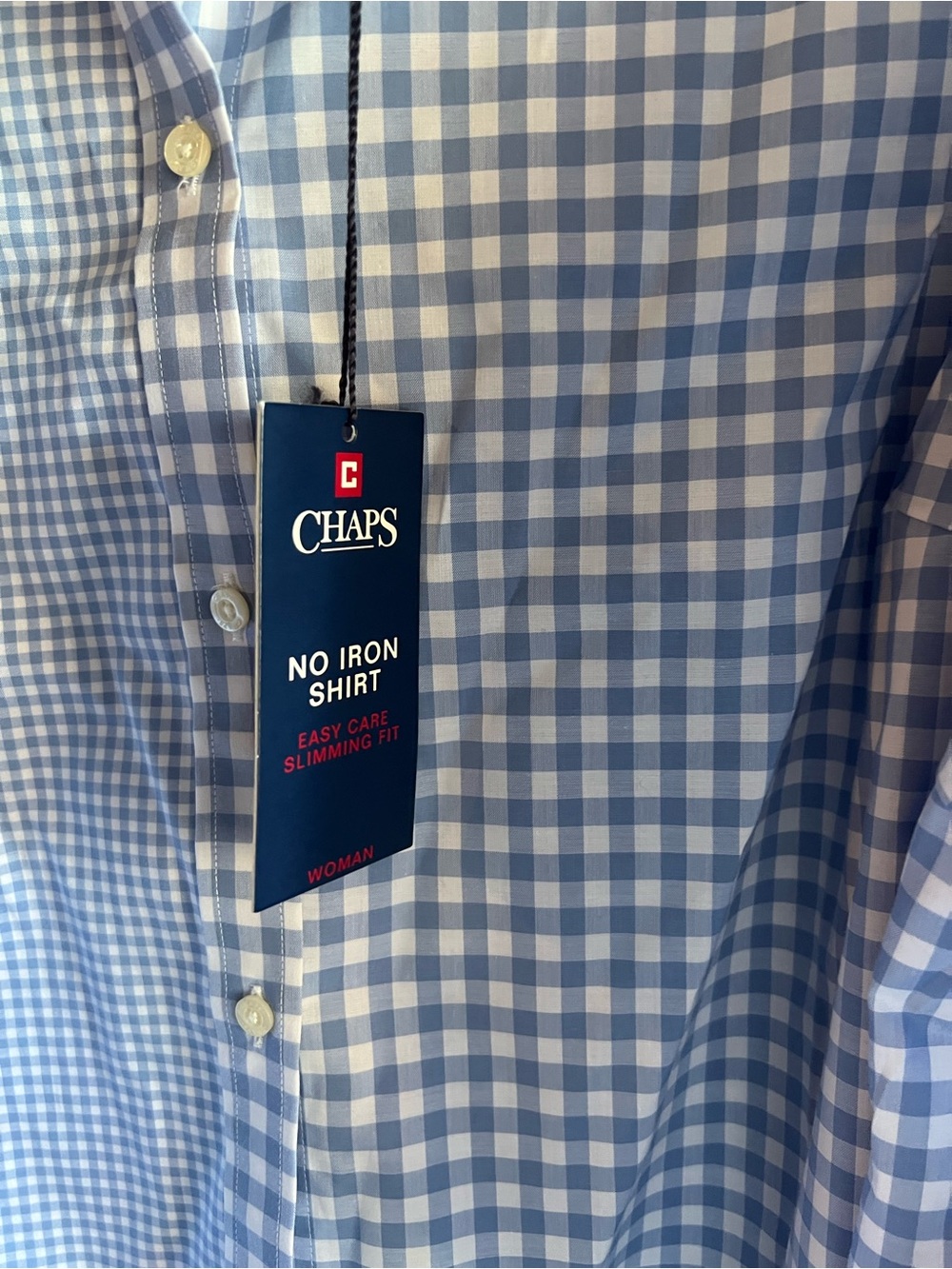 New with Tags Chaps Women’s Blue Gingham Dress Shirt Plus - Picture 3 of 6